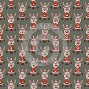 seamless pattern with festive deer